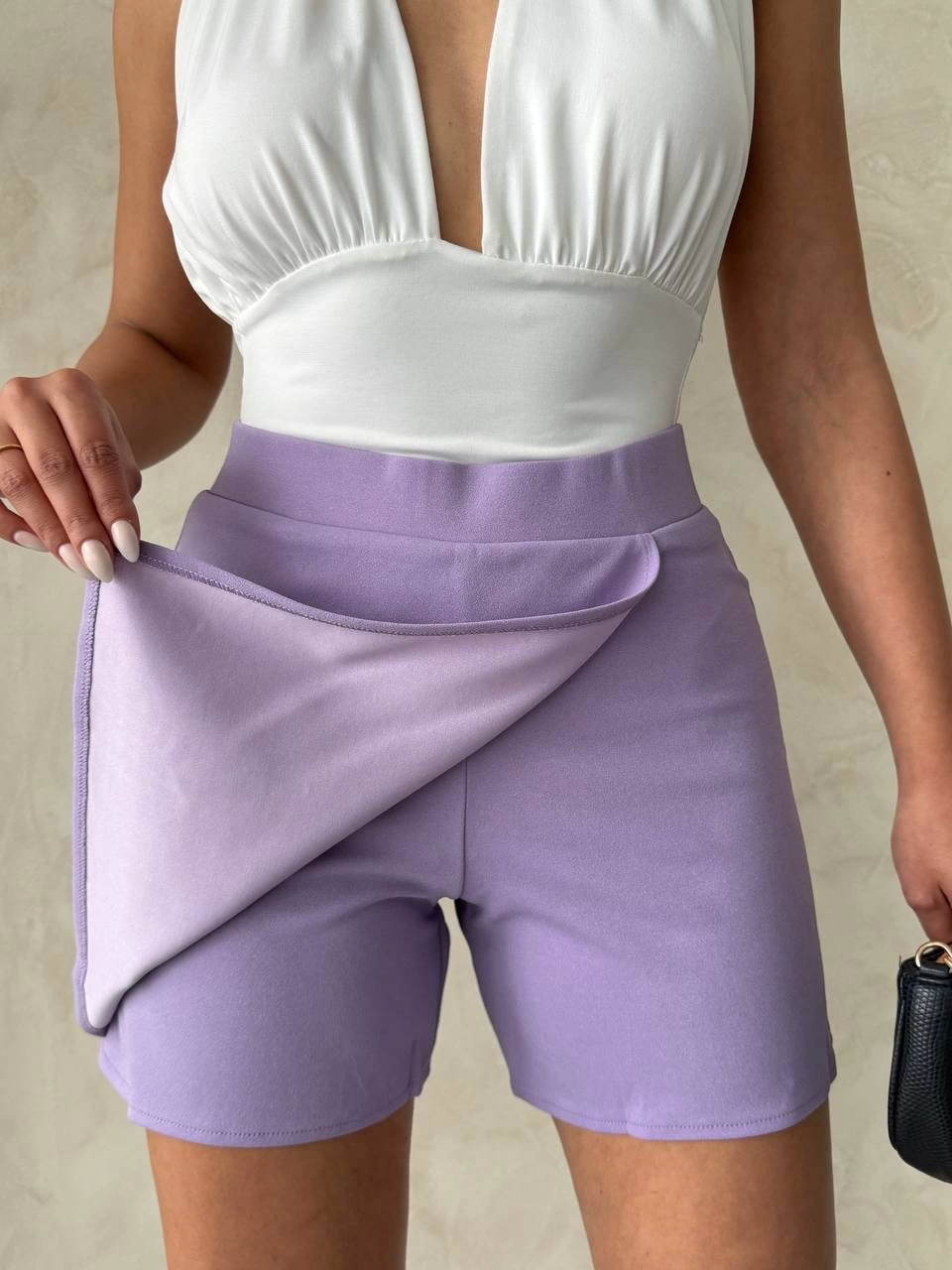 Lilac Shorts Skirt with Cover