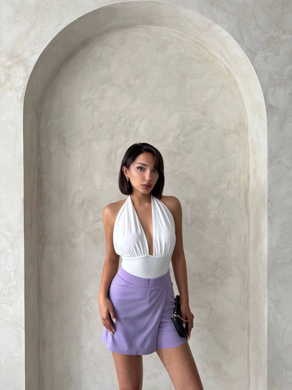 Lilac Shorts Skirt with Cover