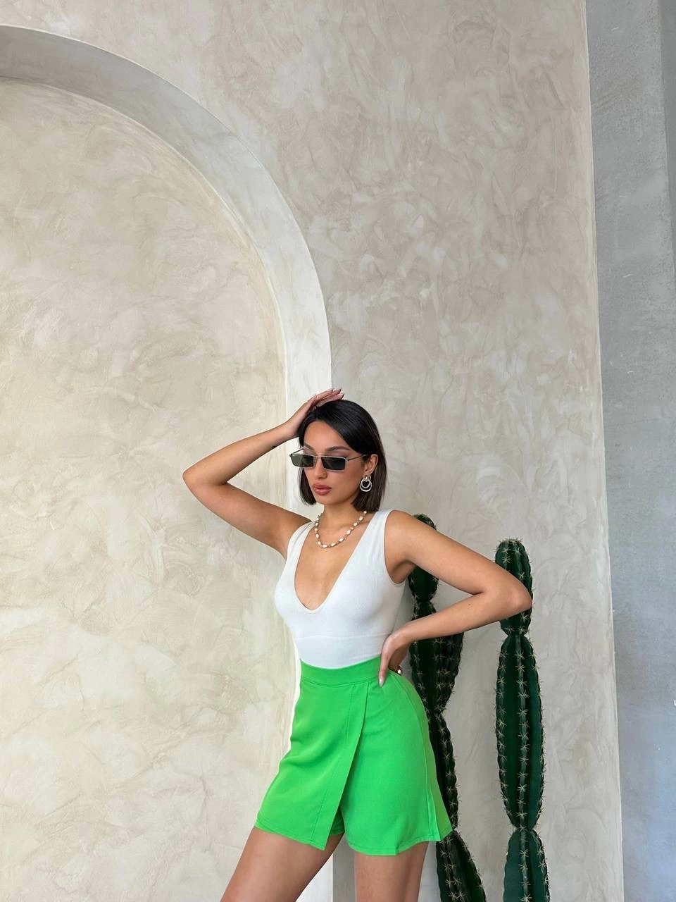 Green Shorts Skirt with Cover