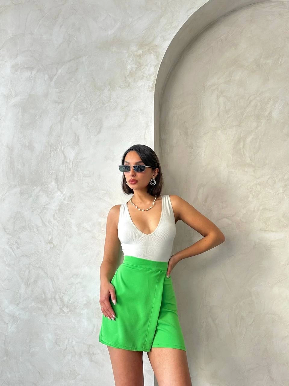 Green Shorts Skirt with Cover