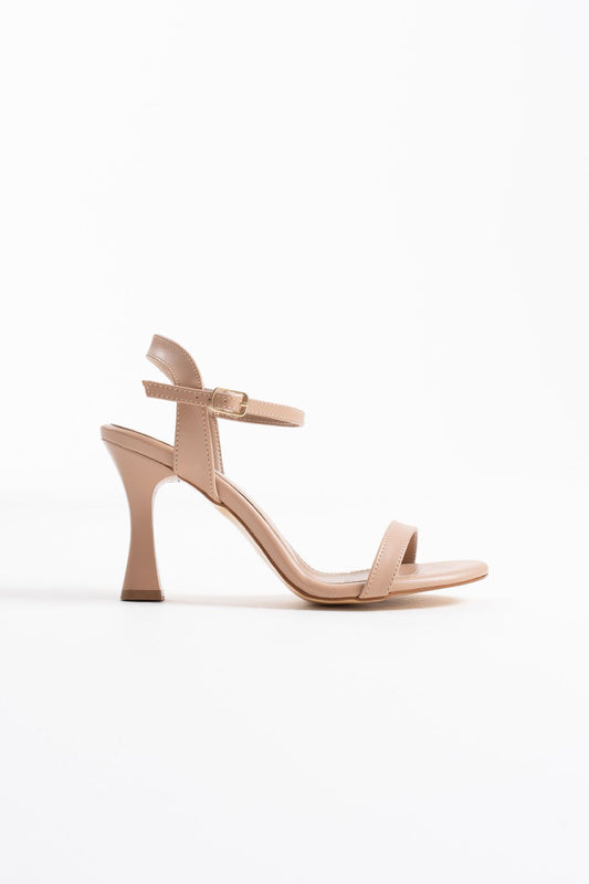 Karen Premium Women's Nude Single Strap Heeled Sandals