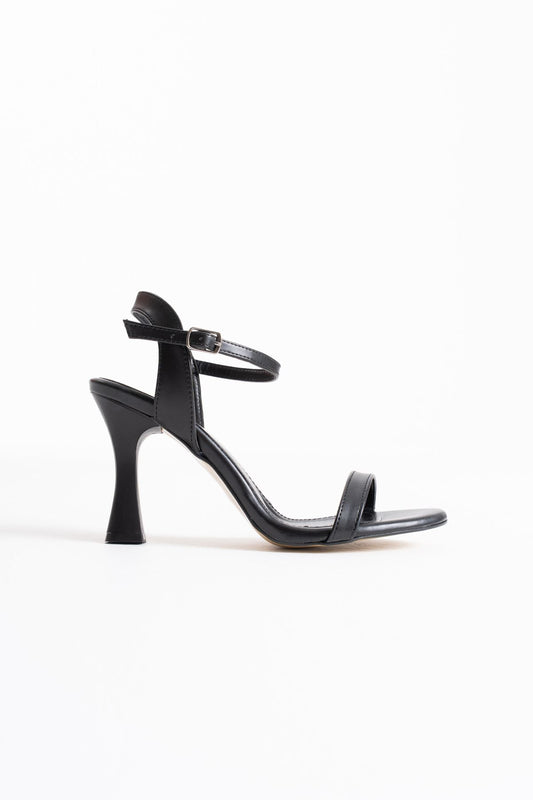Karen Premium Women's Black Single Strap Heeled Sandals