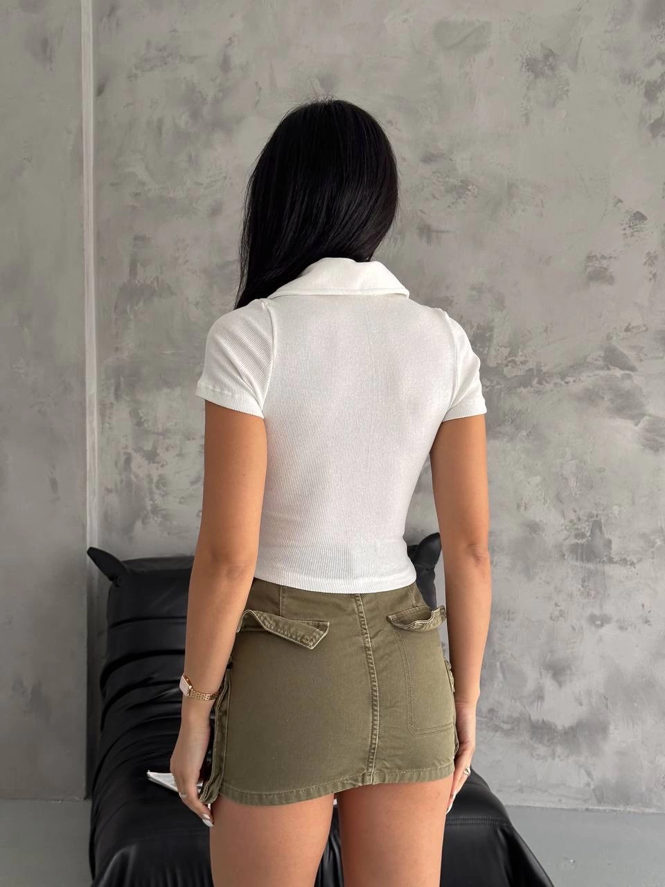 Camisole Collar Zippered Blouse White