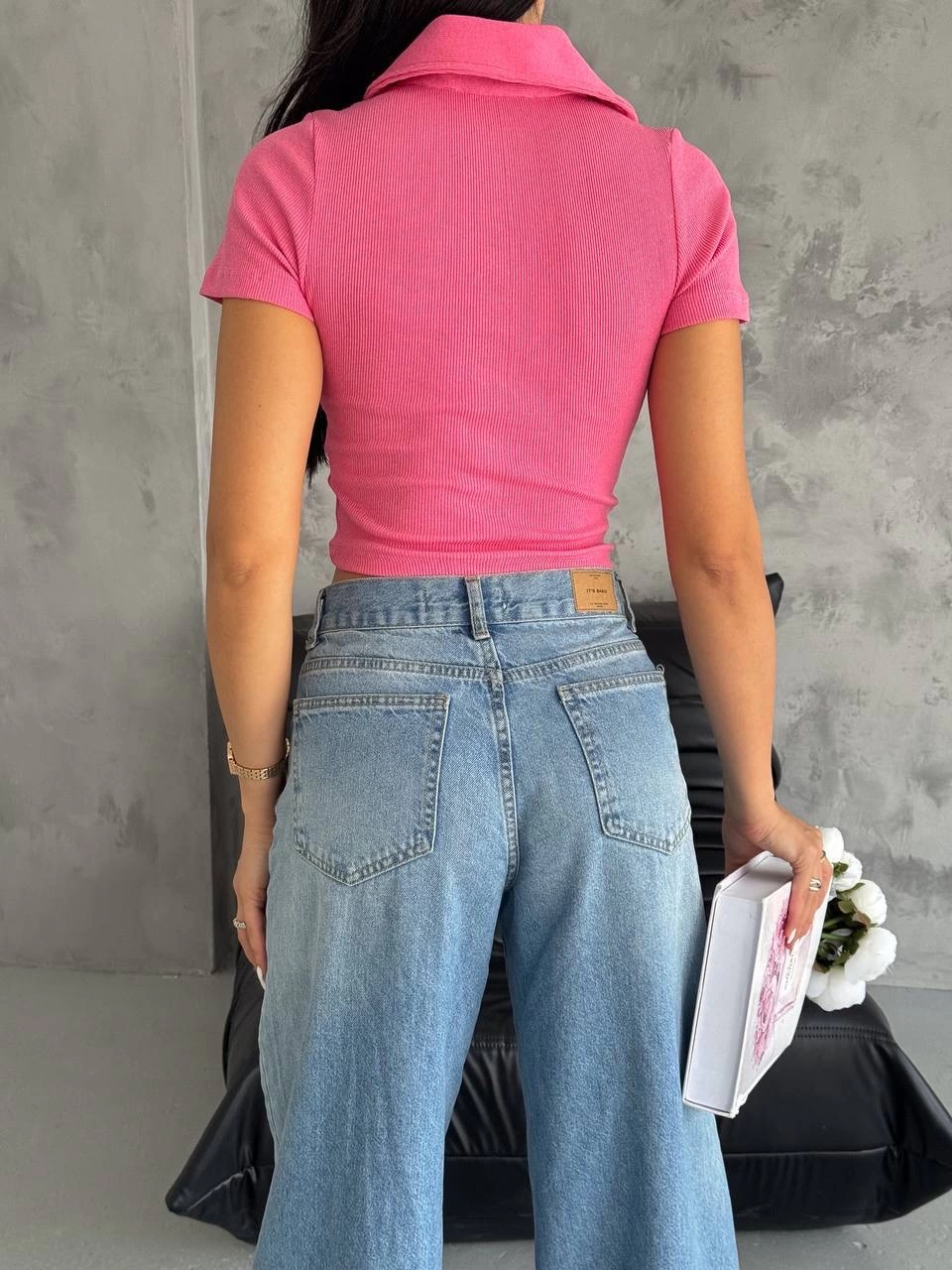 Camisole Collar Zippered Blouse Fuchsia