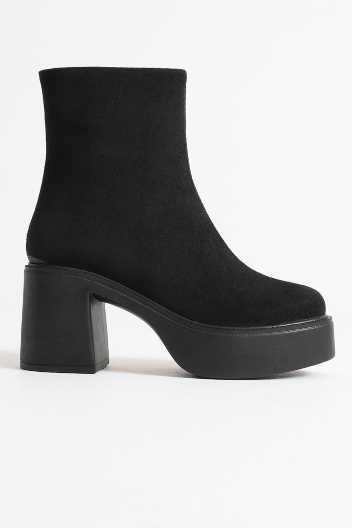 Katy Premium Women's Black Suede Block Heel Boots
