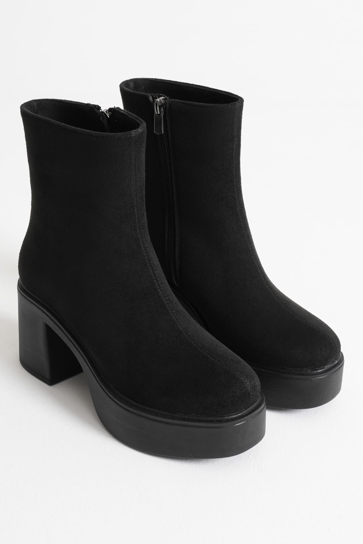 Katy Premium Women's Black Suede Block Heel Boots