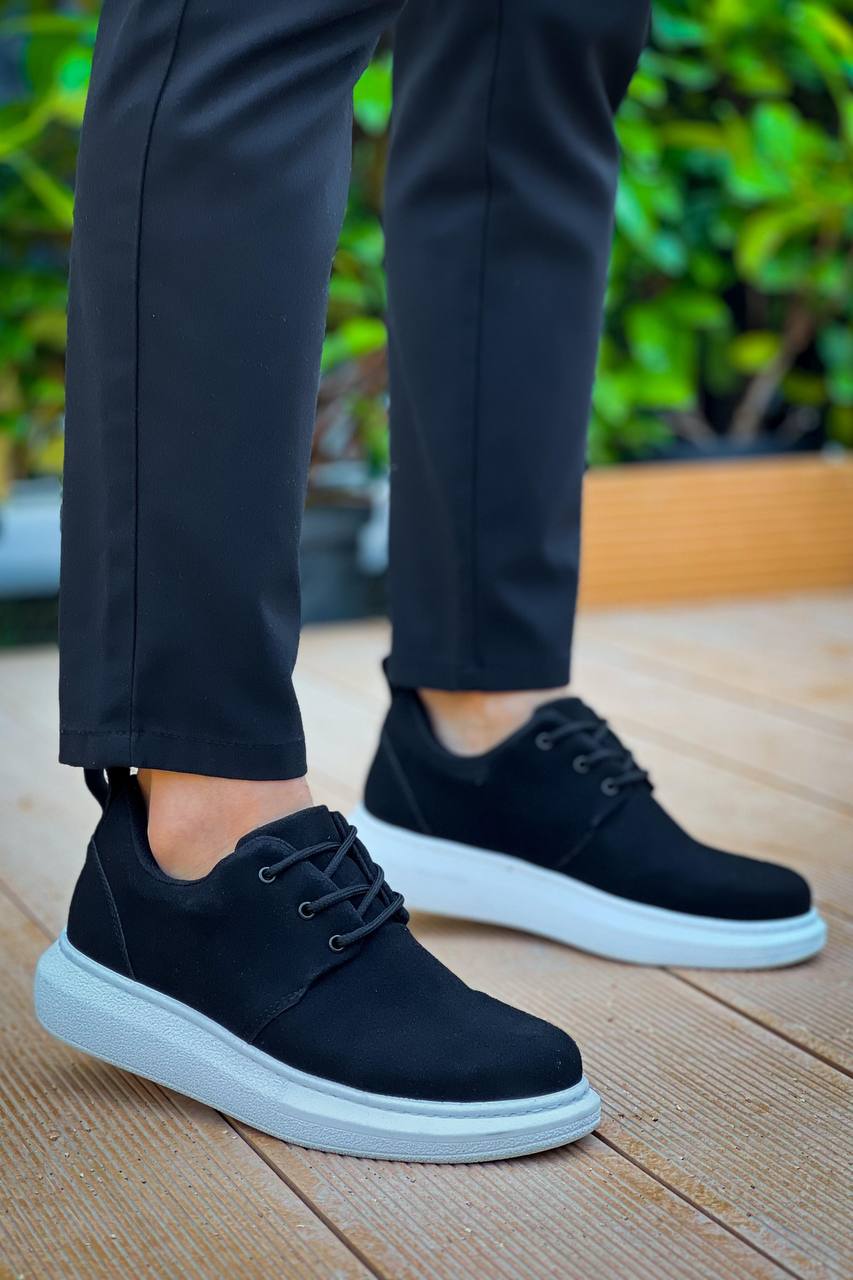 ZRK-X003 Yüksek Kalite Siyah Beyaz Süet Bağcıklı Günlük Erkek Casual Ayakkabı