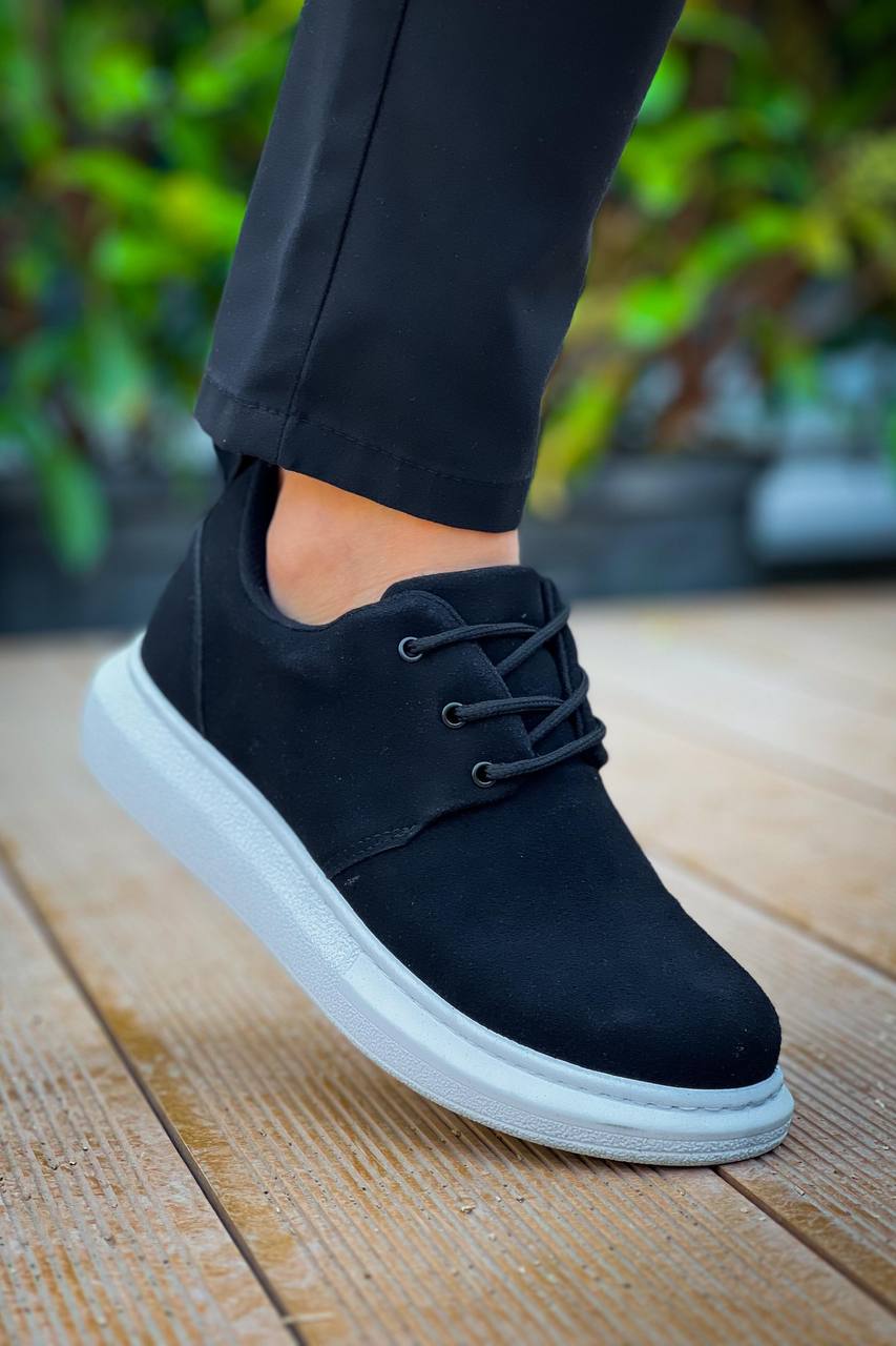 ZRK-X003 Yüksek Kalite Siyah Beyaz Süet Bağcıklı Günlük Erkek Casual Ayakkabı