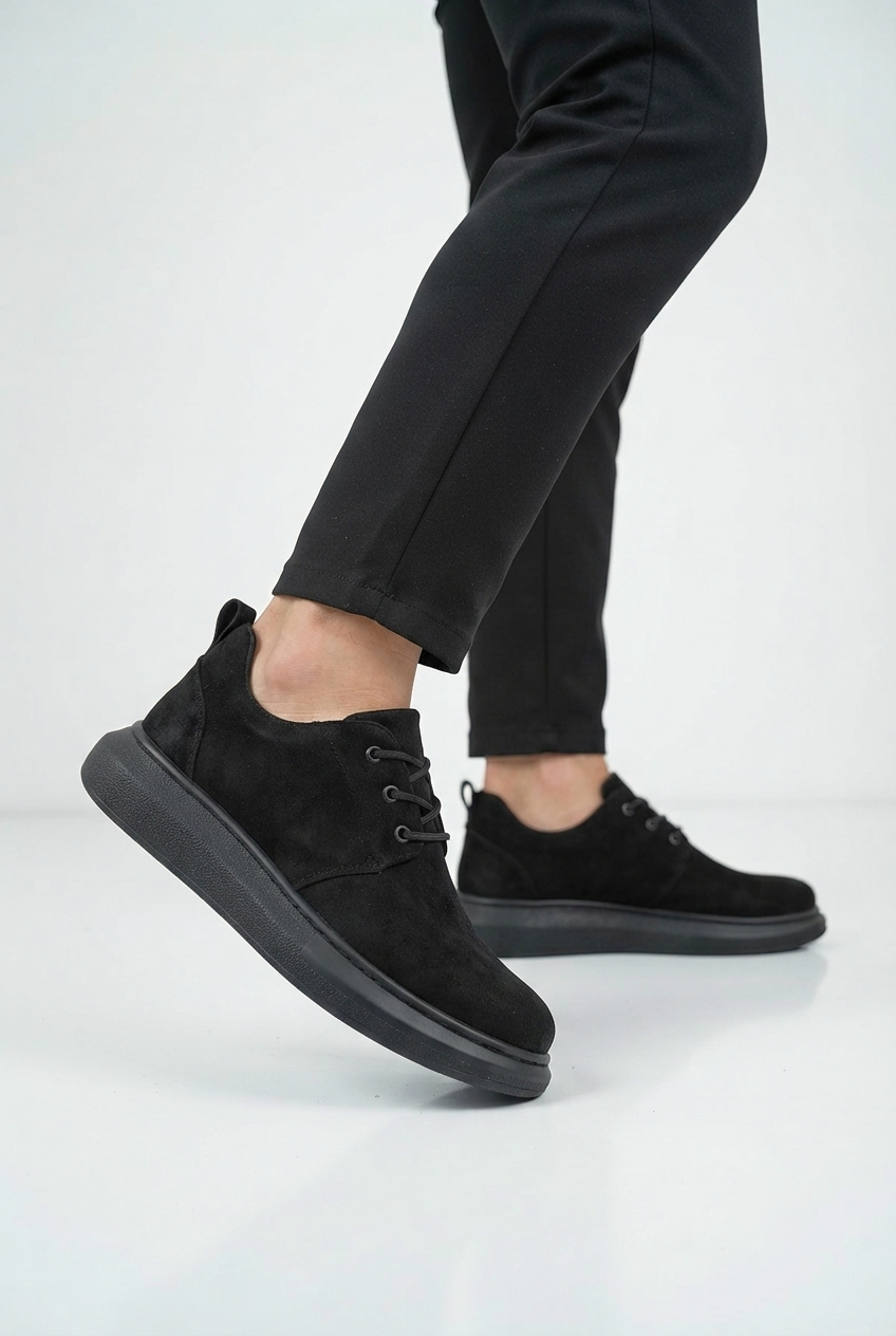ZRK-X003 Yüksek Kalite Siyah Süet Bağcıklı Günlük Erkek Casual Ayakkabı