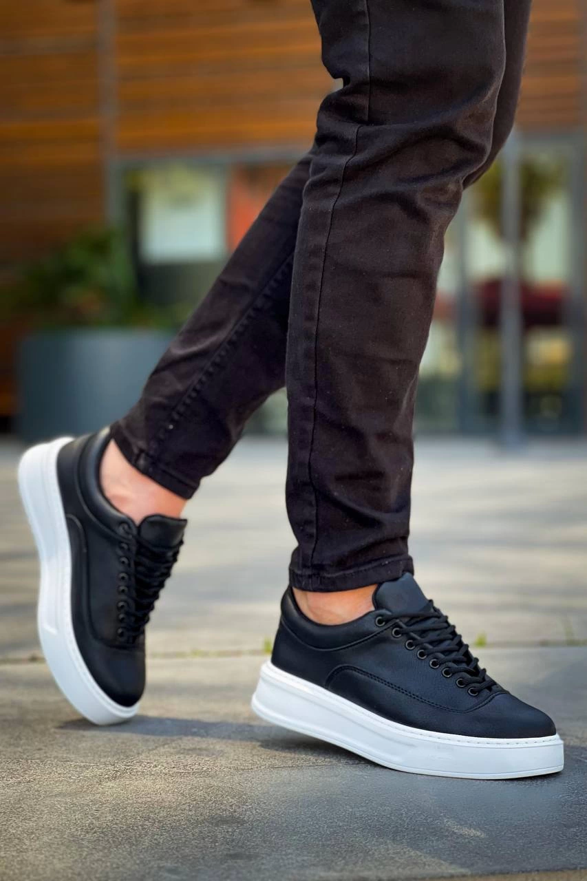 Premium Siyah Cilt Bağcıklı  Günlük Erkek  Ayakkabı