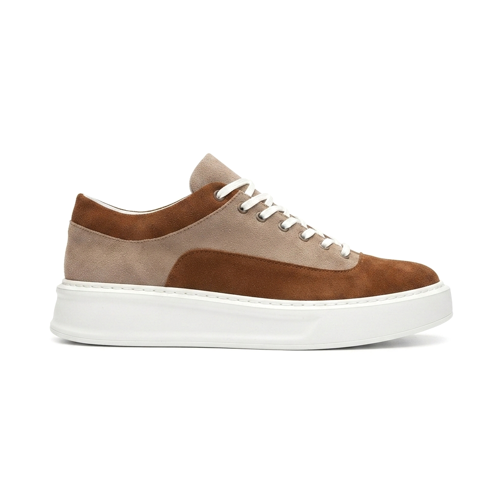 ZRK-X005 Yüksek Kalite Taba Süet Bağcıklı Kalın Taban Erkek Sneaker