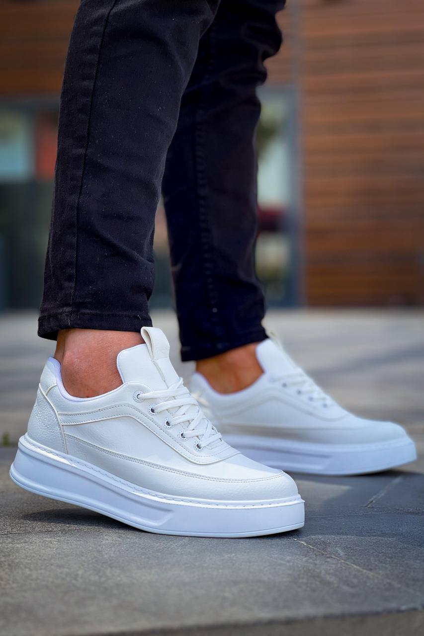ZRK-X006 Premium Yüksek Taban Beyaz Bağcıklı Erkek Sneaker