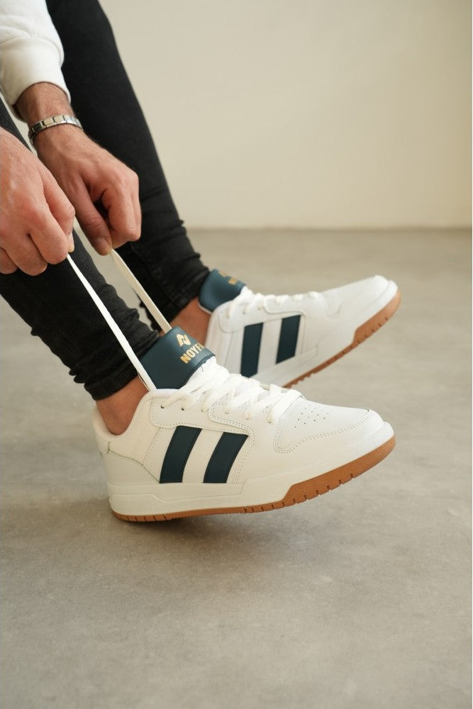 ZRK-013 Premium Çizgili Beyaz Petrol Günlük Erkek Sneakers