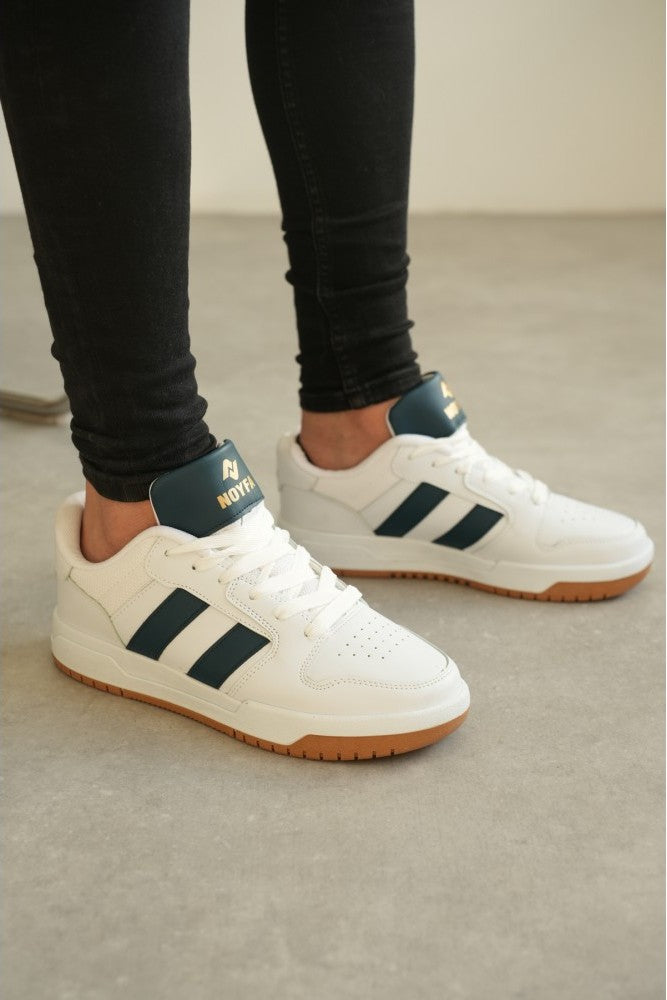 ZRK-013 Premium Çizgili Beyaz Petrol Günlük Erkek Sneakers