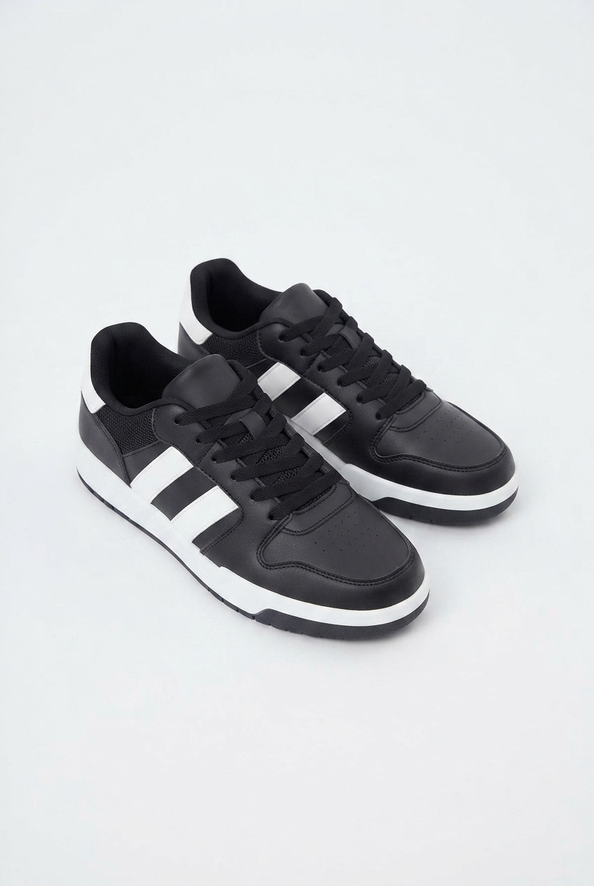 ZRK-X013 Exclusive Siyah Beyaz Günlük Erkek Bağcıklı Sneaker