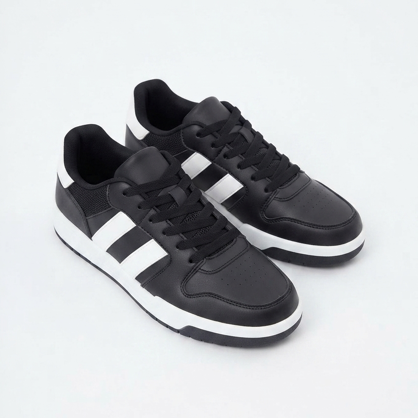 ZRK-X013 Exclusive Siyah Beyaz Günlük Erkek Bağcıklı Sneaker