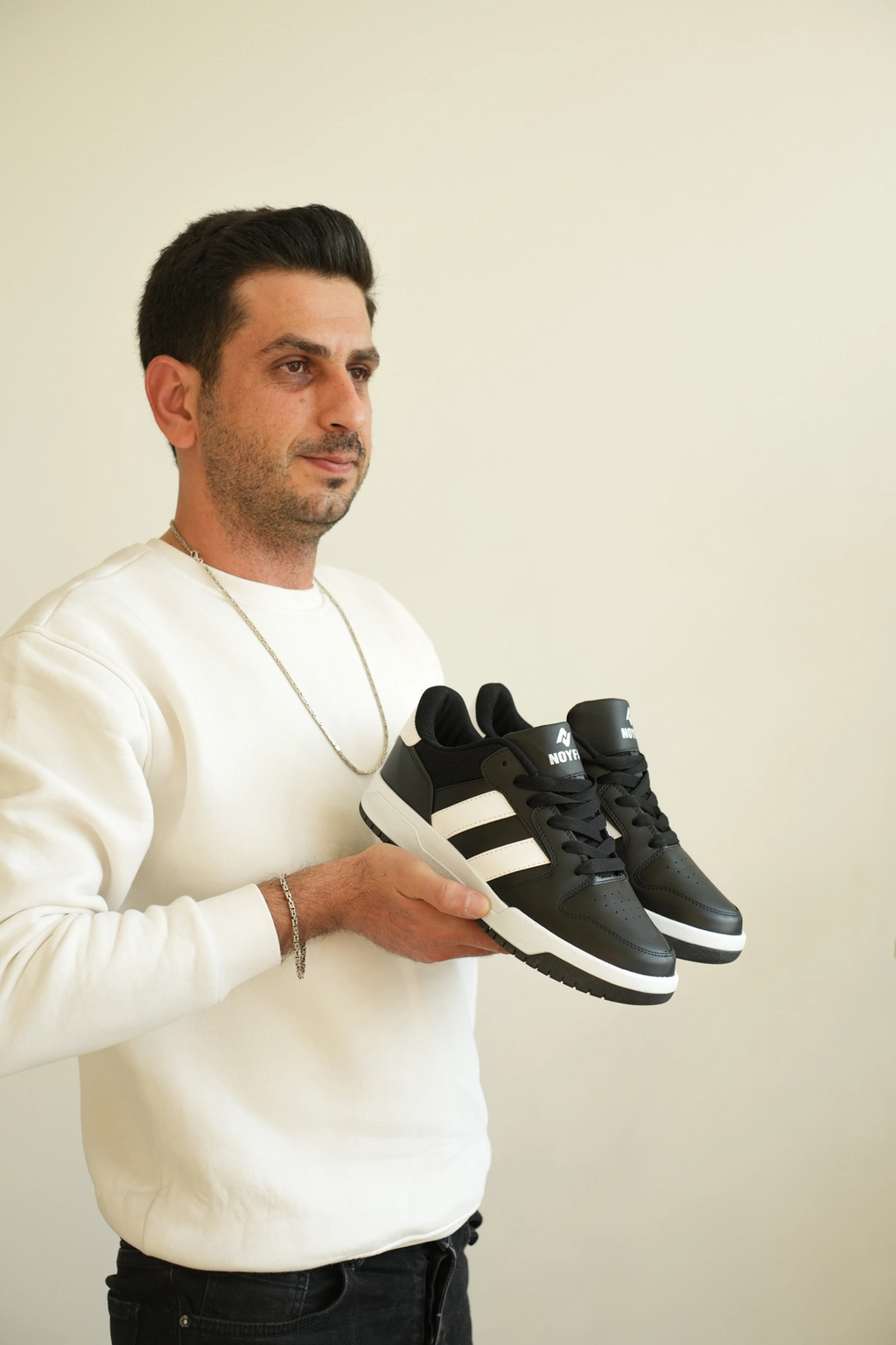 ZRK-013 Premium Çizgili Siyah Beyaz Günlük Erkek Sneakers