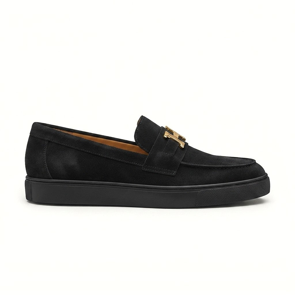 ZRK-X027 Premium Siyah Süet H Tokalı Bağcıksız Erkek Loafer