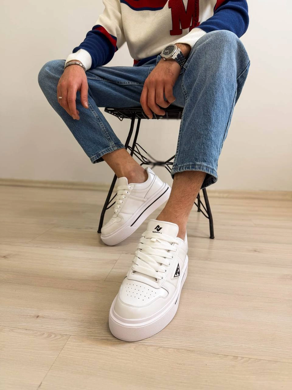 ZRK-04 Premium Kalite Beyaz Kalın Taban Erkek Sneakers