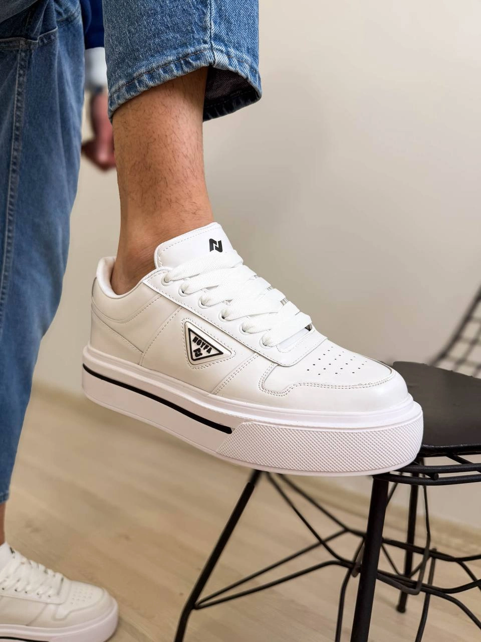ZRK-04 Premium Kalite Beyaz Kalın Taban Erkek Sneakers