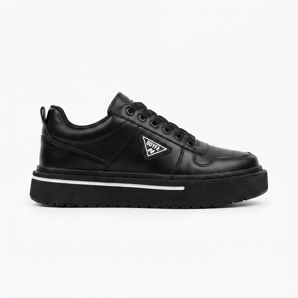ZRK-04 Yüksek Kaliteli Premium Kalın Taban Siyah Ortopedik Erkek Sneakers