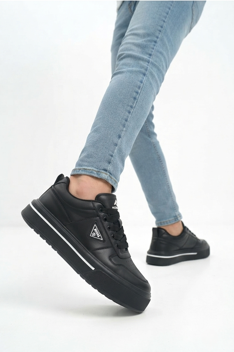 ZRK-04 Yüksek Kaliteli Premium Kalın Taban Siyah Ortopedik Erkek Sneakers