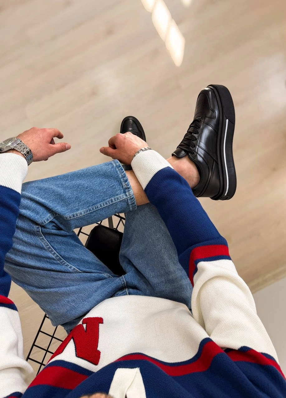 ZRK-04 Premium Kalite Siyah Kalın Taban Erkek Sneakers