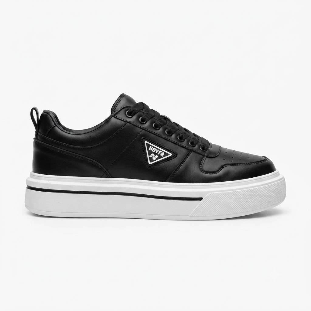 ZRK-04 Yüksek Kaliteli Premium Kalın Taban Siyah Beyaz Ortopedik Erkek Sneakers