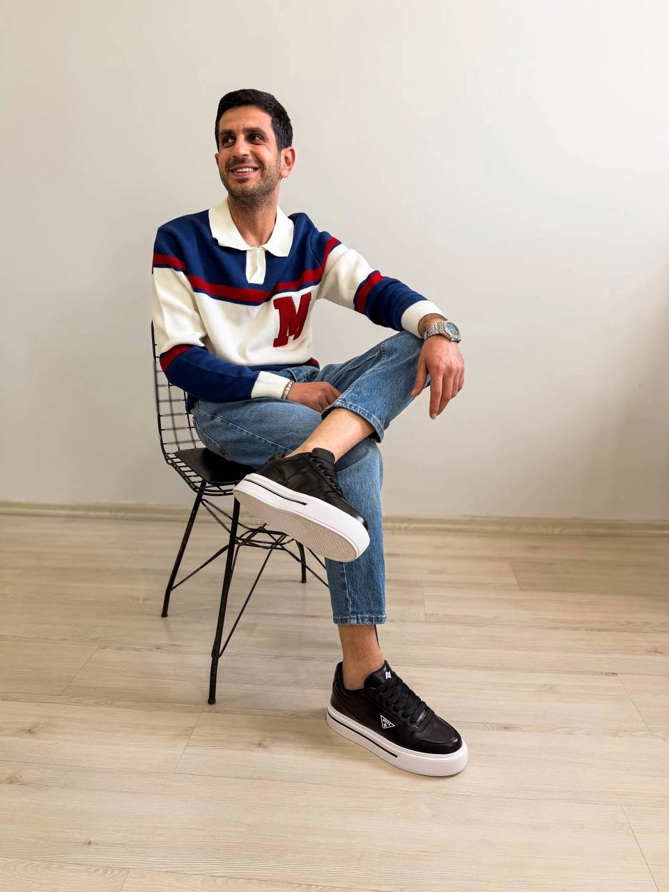 ZRK-04 Premium Kalite Siyah Beyaz Kalın Taban Erkek Sneakers