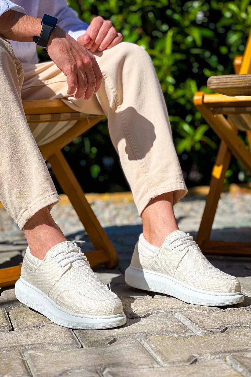 ZRN-042 Premium Bağcıklı Beyaz Casual Günlük Erkek Ayakkabı