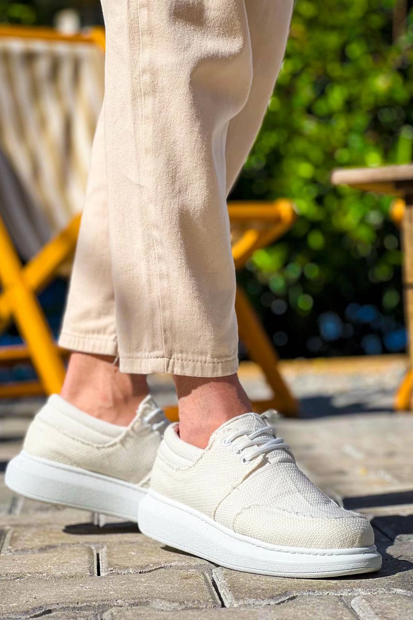 ZRN-042 Premium Bağcıklı Beyaz Casual Günlük Erkek Ayakkabı