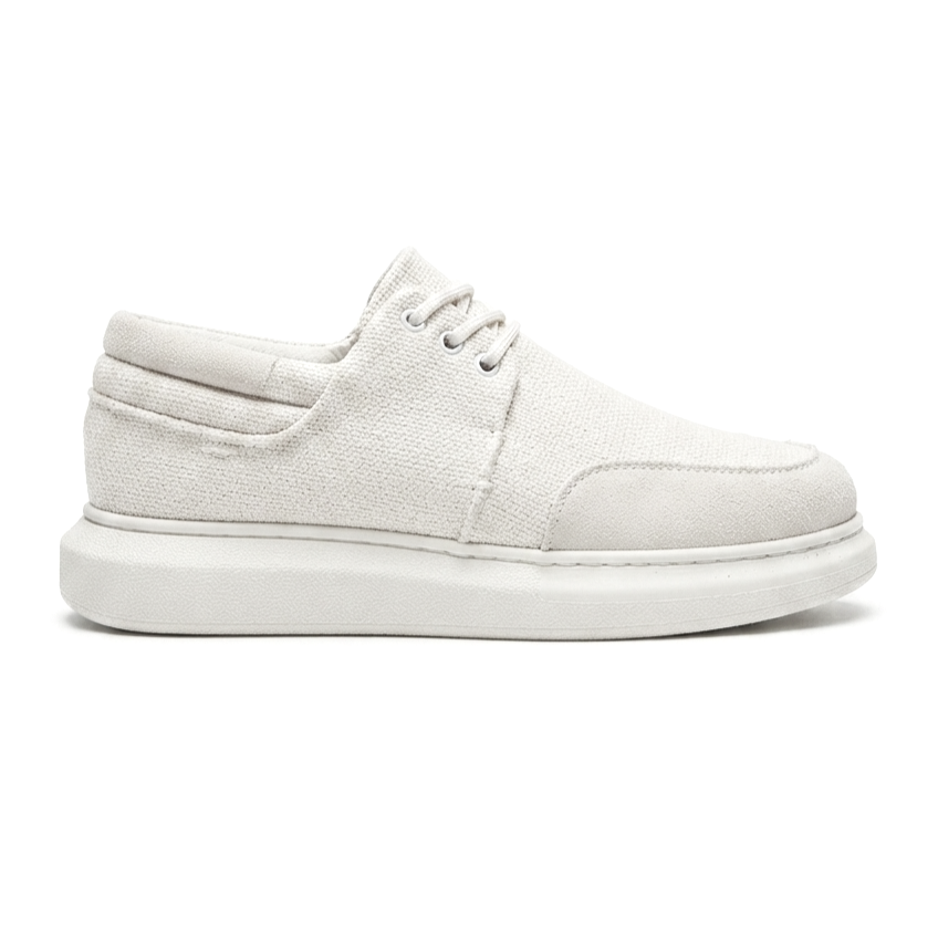 ZRK-X042 Premium Kalın Taban Bağcıklı Beyaz Günlük Casual Erkek Spor Ayakkabı