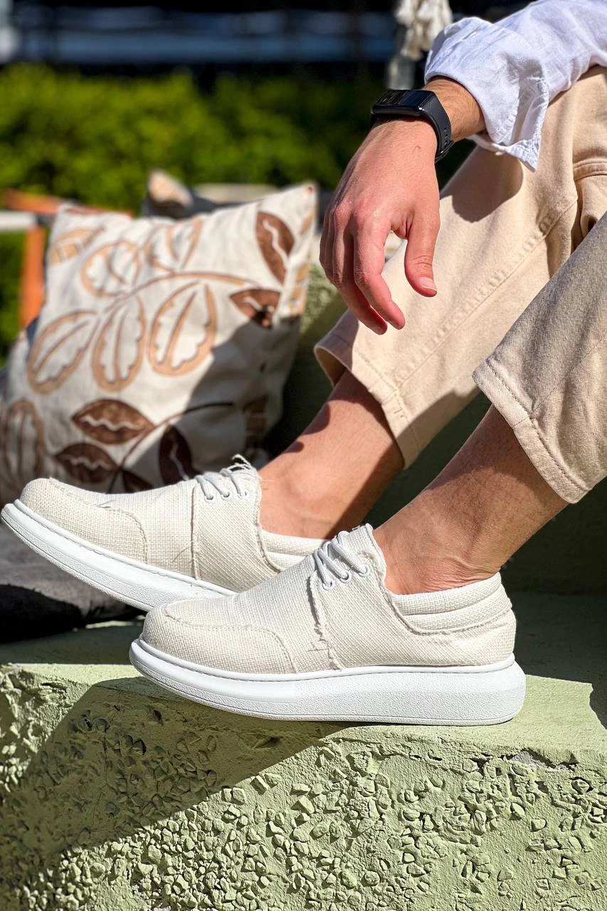 ZRN-042 Premium Bağcıklı Beyaz Casual Günlük Erkek Ayakkabı