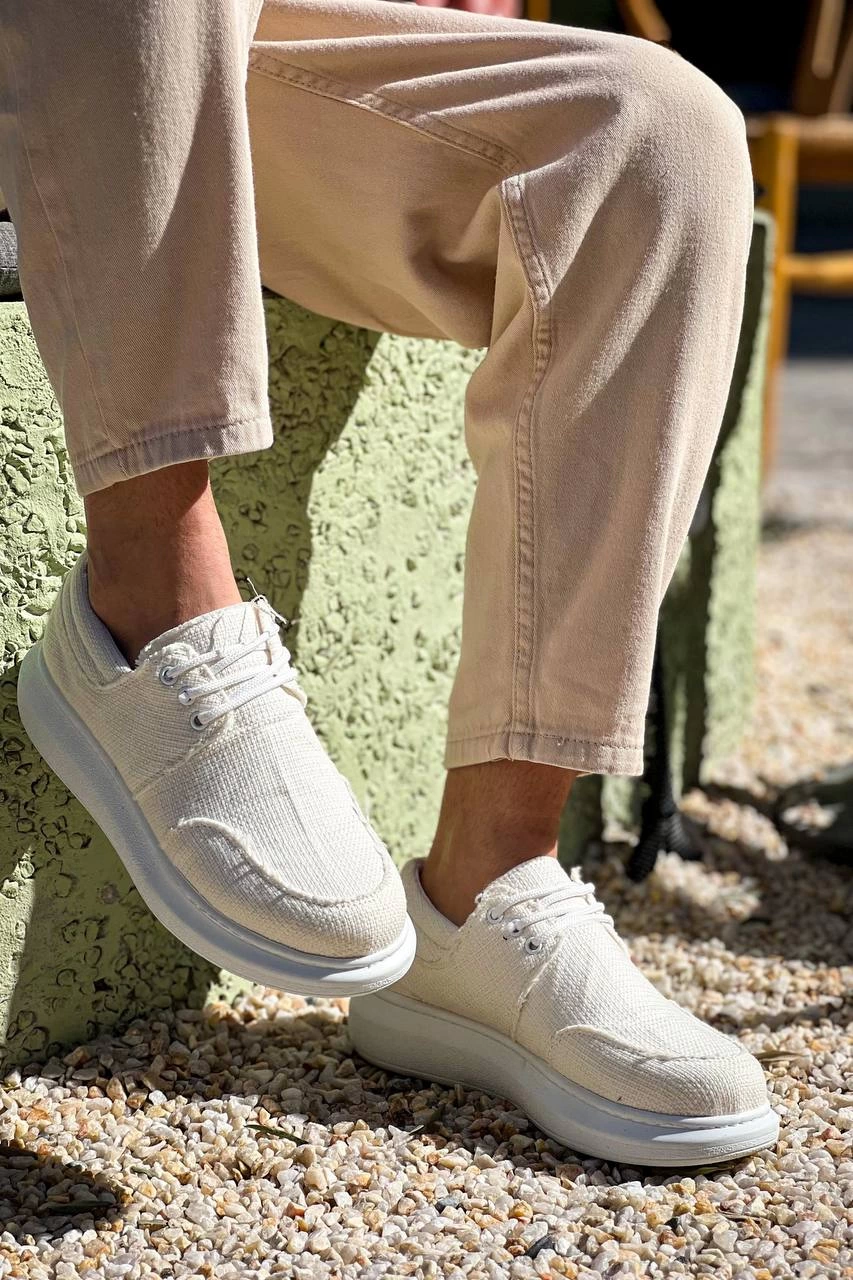 ZRN-042 Premium Bağcıklı Beyaz Casual Günlük Erkek Ayakkabı