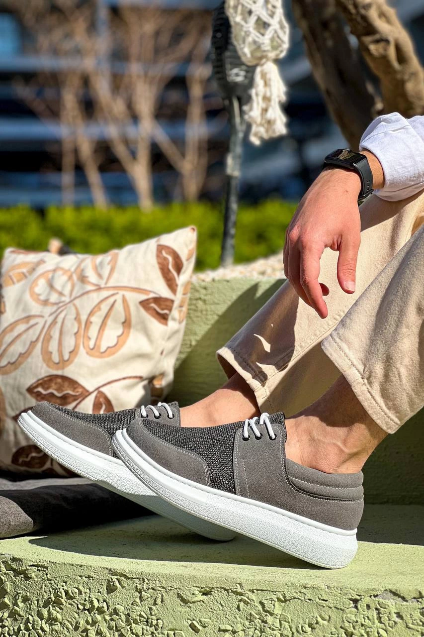 ZRN-042 Premium Bağcıklı Gri Casual Günlük Erkek Ayakkabı