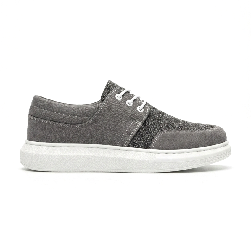 ZRK-X042 Premium Kalın Taban Bağcıklı Gri Günlük Casual Erkek Spor Ayakkabı