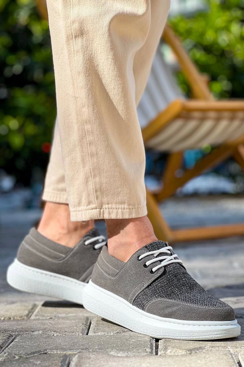 ZRN-042 Premium Bağcıklı Gri Casual Günlük Erkek Ayakkabı