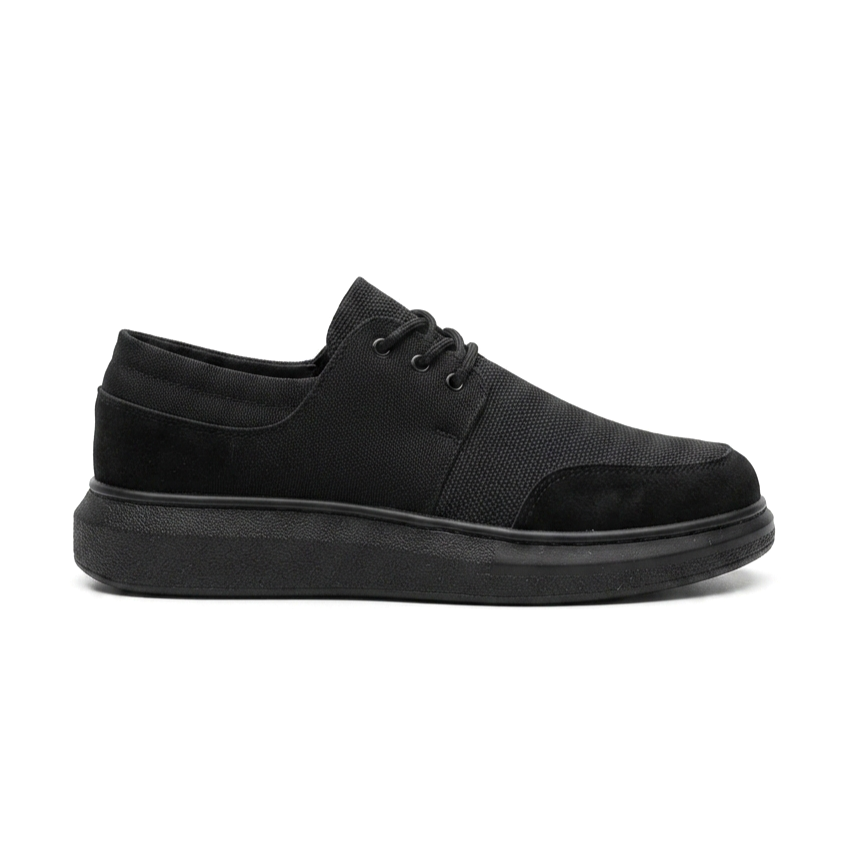 ZRK-X042 Premium Kalın Taban Bağcıklı Siyah Günlük Casual Erkek Spor Ayakkabı