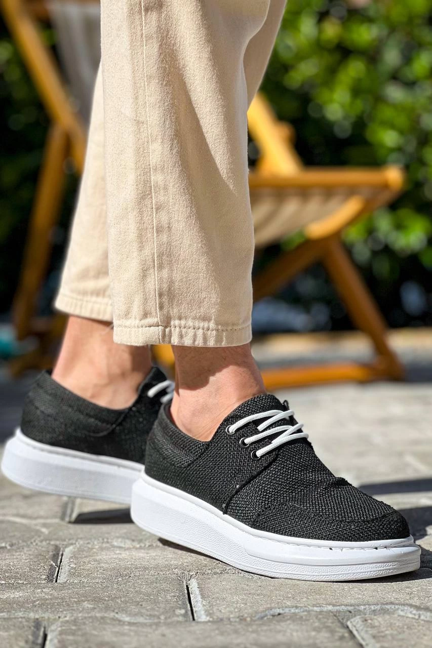ZRN-042 Premium Bağcıklı Siyah Beyaz Casual Günlük Erkek Ayakkabı