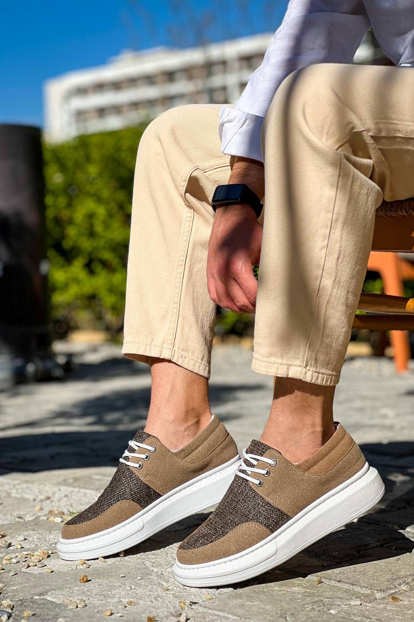 ZRK-X042 Premium Kalın Taban Bağcıklı Taba Günlük Casual Erkek Spor Ayakkabı
