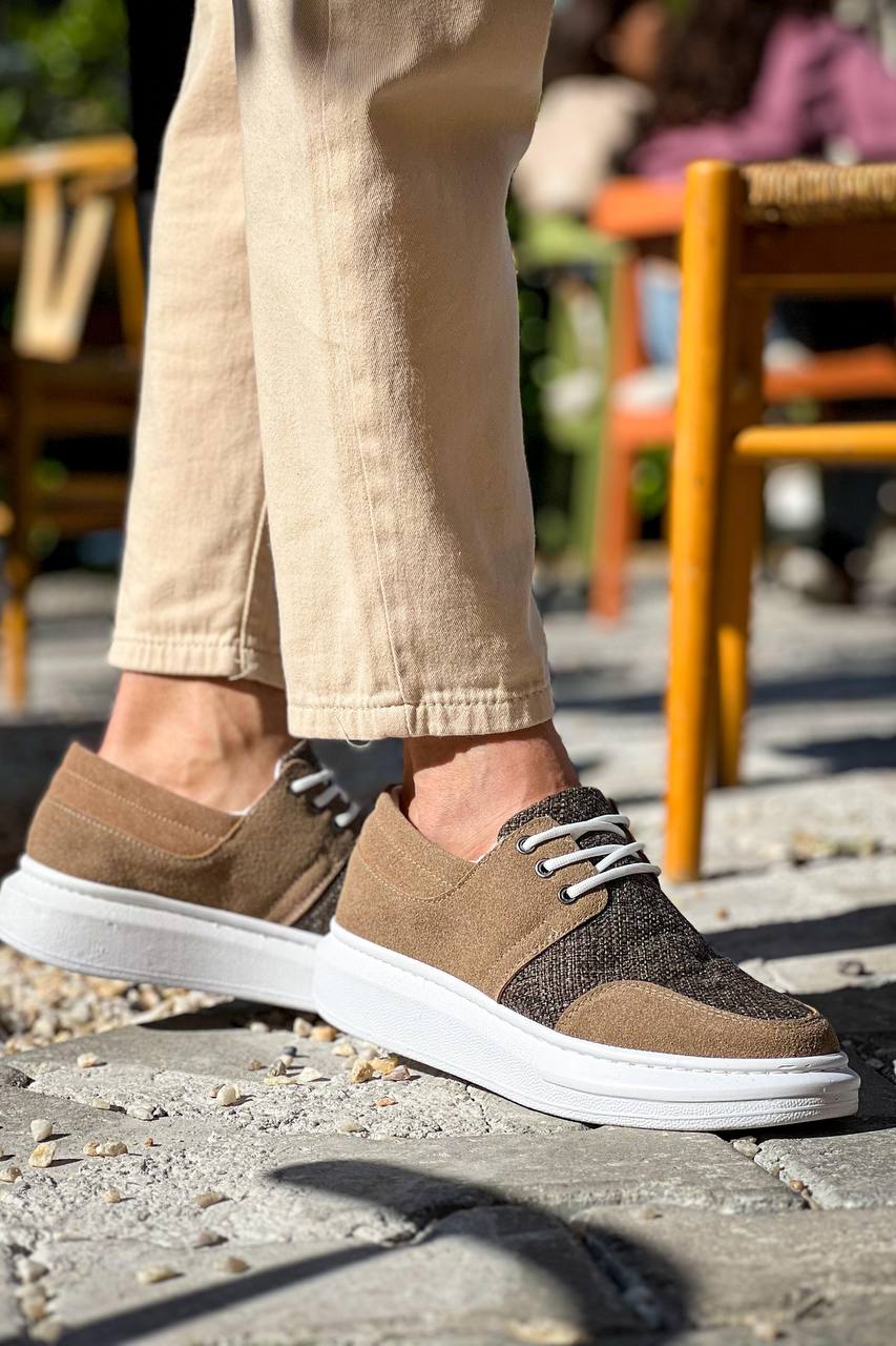 ZRK-X042 Premium Kalın Taban Bağcıklı Taba Günlük Casual Erkek Spor Ayakkabı