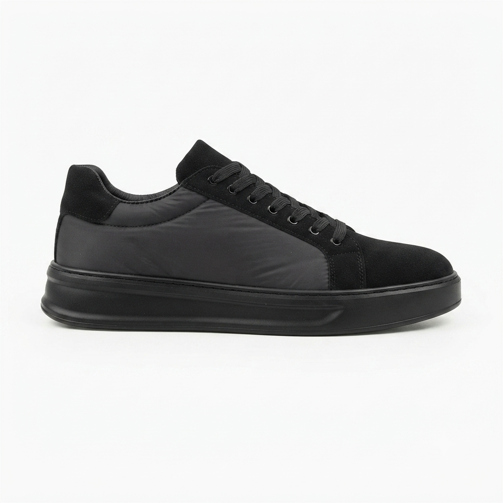 ZRK-X46 Yüksek Kalite Paraşüt Kumaş Siyah Yüksek Taban Sneakers