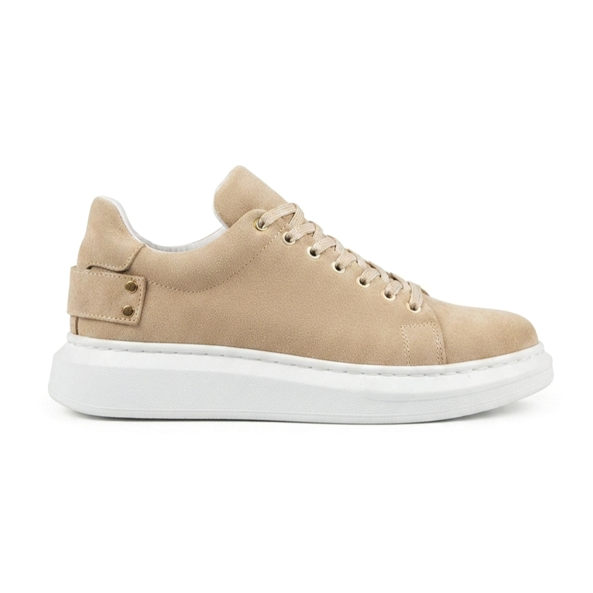 ZRK-X047 Premium Yüksek Kalite Kalın Taban Bej Süet Günlük Erkek Sneaker