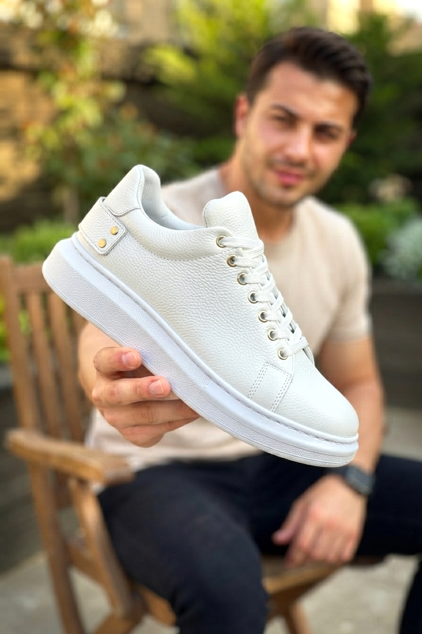 ZRK-X047 Premium Yüksek Kalite Kalın Taban Beyaz Günlük Erkek Sneaker