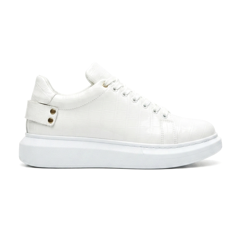 ZRK-047 Premium Yüksek Kalite Kalın Taban Beyaz Crocodile Günlük Erkek Sneaker