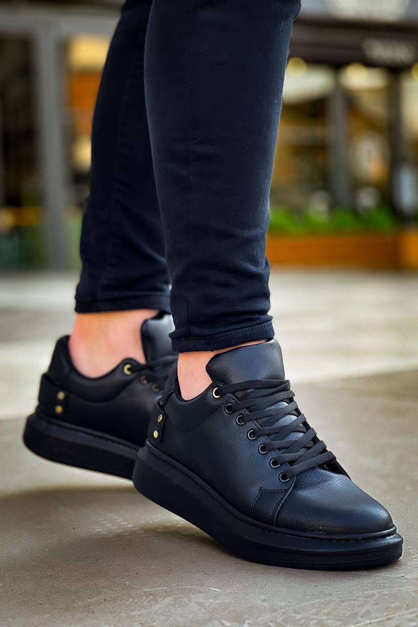 ZRK-X047 Premium Yüksek Kalite Kalın Taban Siyah Günlük Erkek Sneaker
