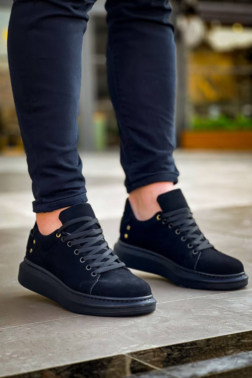 ZRK-X047 Premium Yüksek Kalite Kalın Taban Siyah Süet Günlük Erkek Sneaker