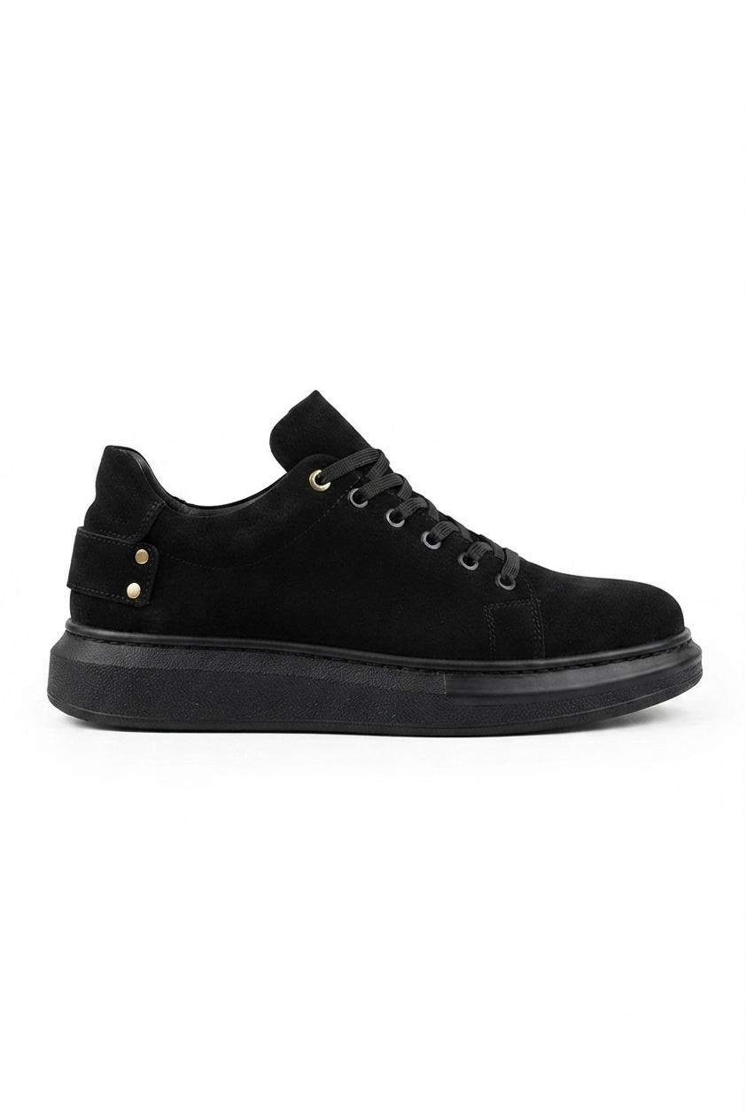 ZRK-X047 Premium Yüksek Kalite Kalın Taban Siyah Süet Günlük Erkek Sneaker