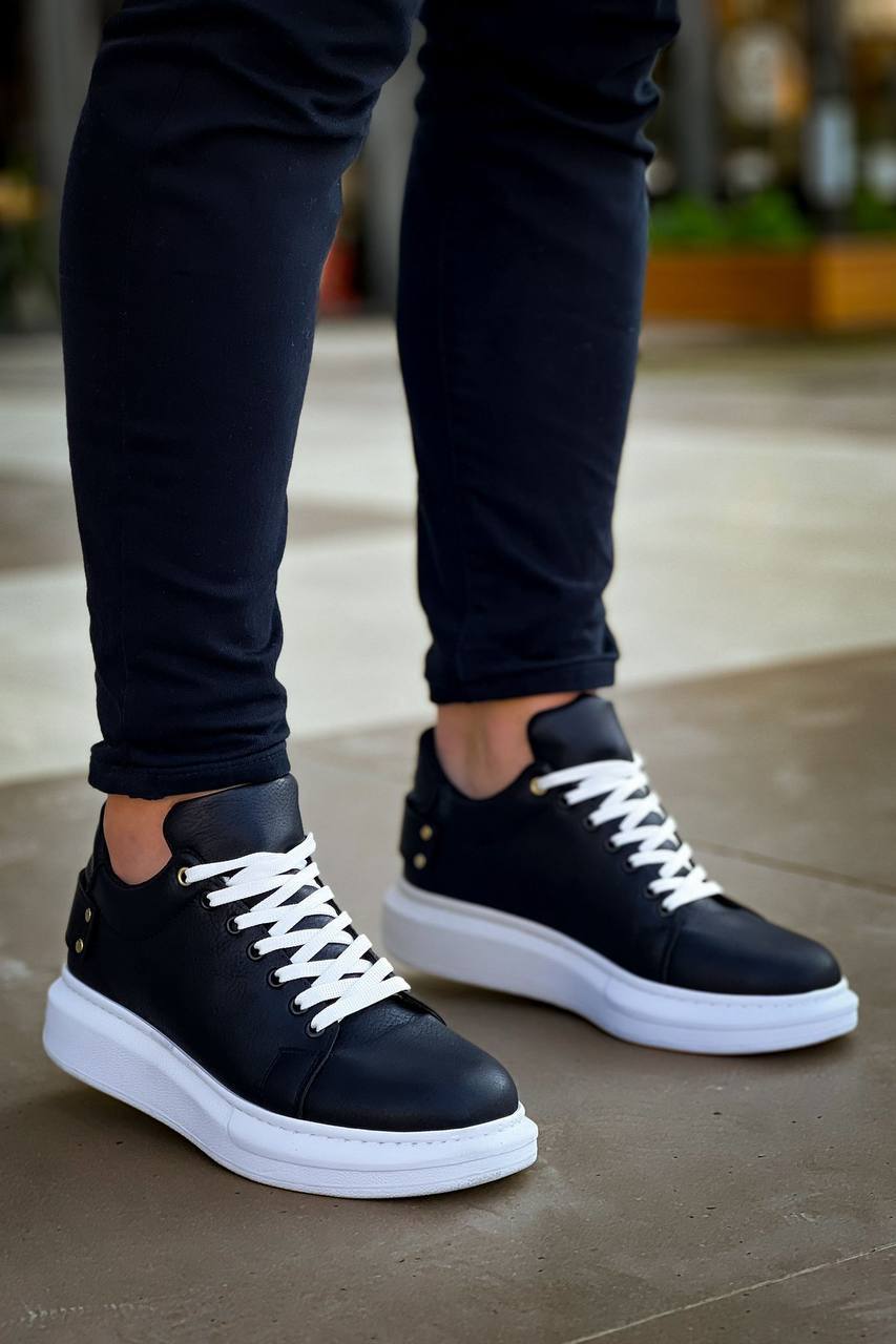 ZRK-047 Premium Yüksek Kalite Kalın Taban Siyah Beyaz Crocodile Günlük Erkek Sneaker