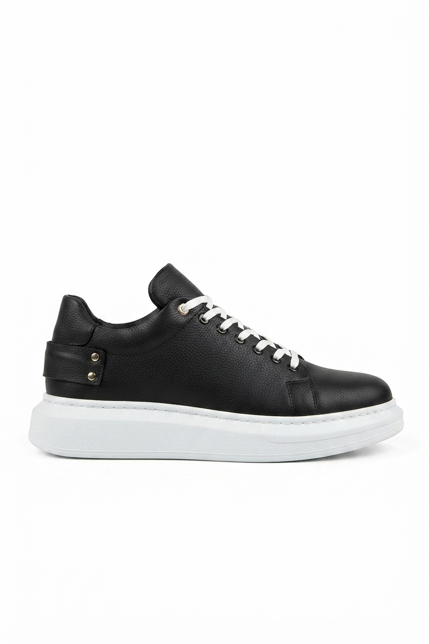 ZRK-047 Premium Yüksek Kalite Kalın Taban Siyah Beyaz Crocodile Günlük Erkek Sneaker